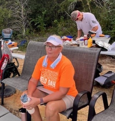 Cindy Jarvis recovers after a game of pickleball.